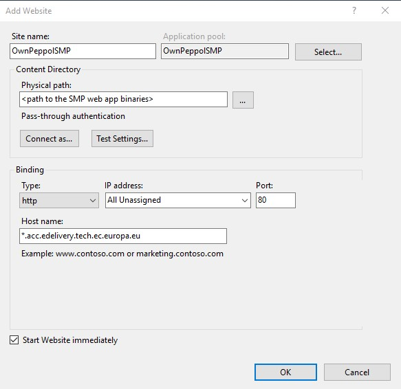 SMP IIS configuration example