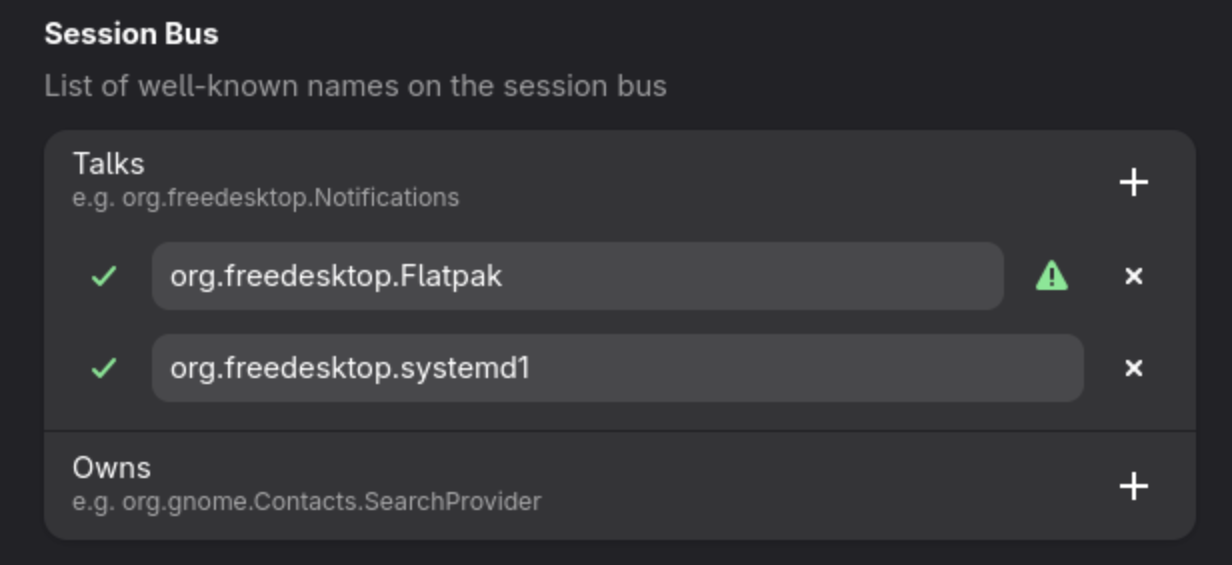 Flatseal Session Bus