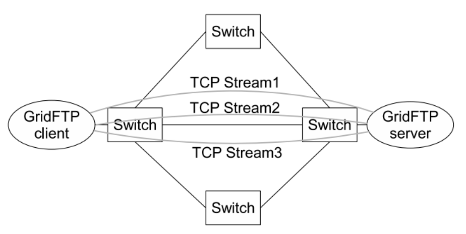  Parallel transfer of the conventional GridFTP