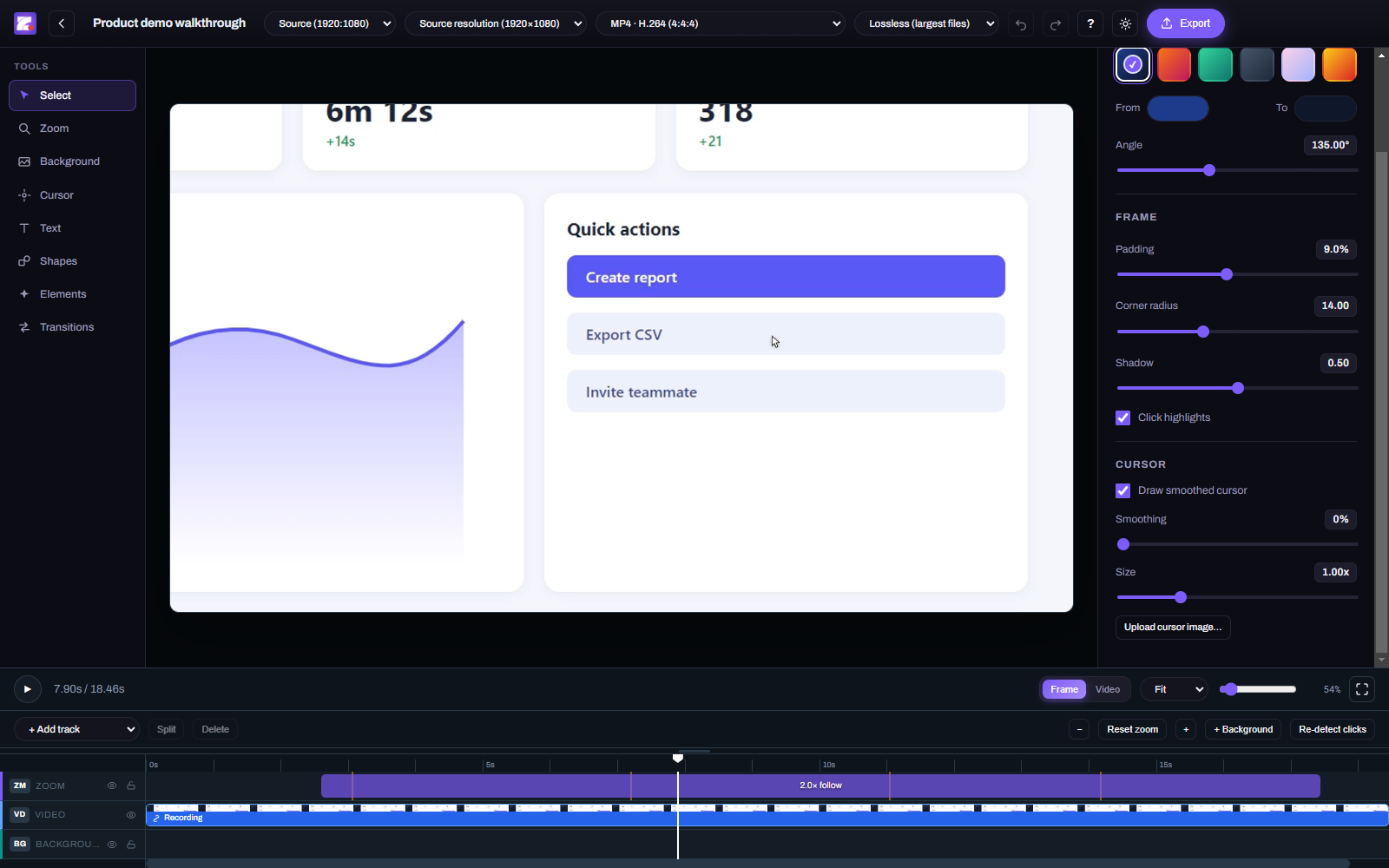 ZoomArc cursor settings: draw smoothed cursor, smoothing, size and custom cursor image