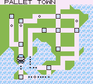 The Town Map screen in Pokémon Red