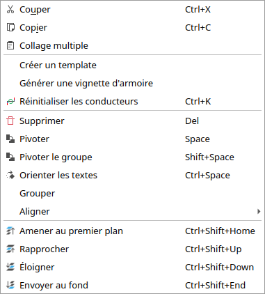 A selection's right-click menu with Générer une vignette d'armoire below Créer un template