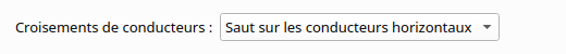 The Croisements de conducteurs list in the project properties, set to Saut sur les conducteurs horizontaux.