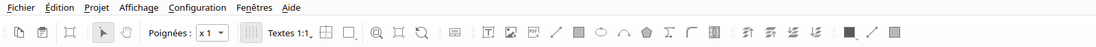 The main toolbar reduced to copy, paste and zoom, and a toolbar of one's own at the end of the row with the wire colour, line and rectangle buttons