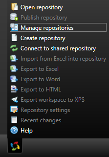 'Manage repositories' menu option