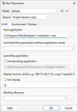 Lazarus debug run params
