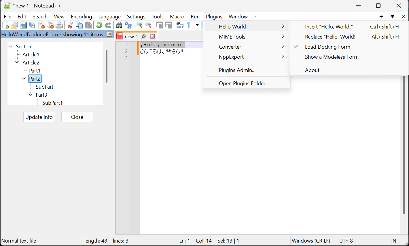 Hello-world plugin demo
