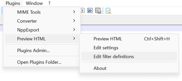 Editing filter definitions