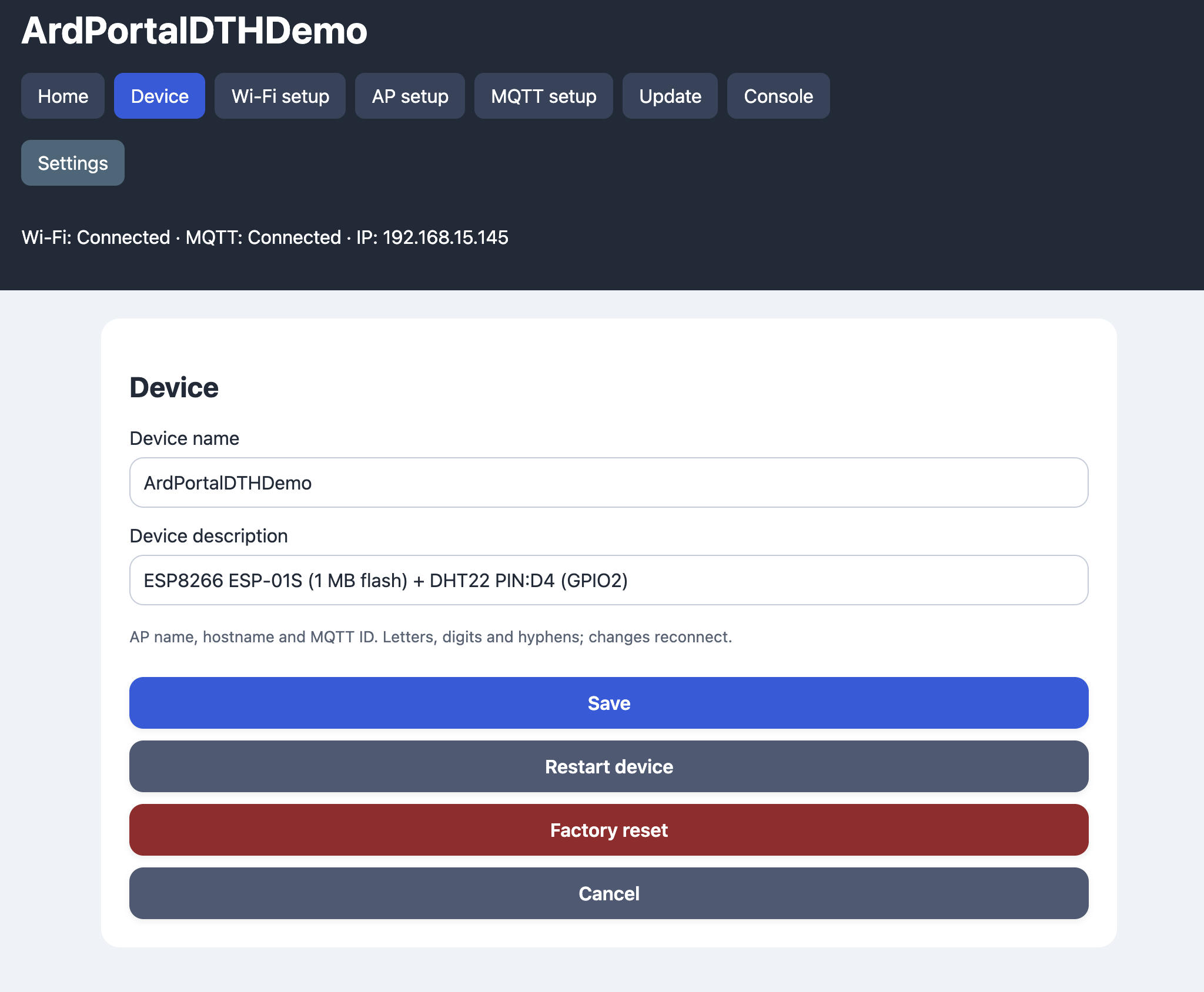 Device configuration