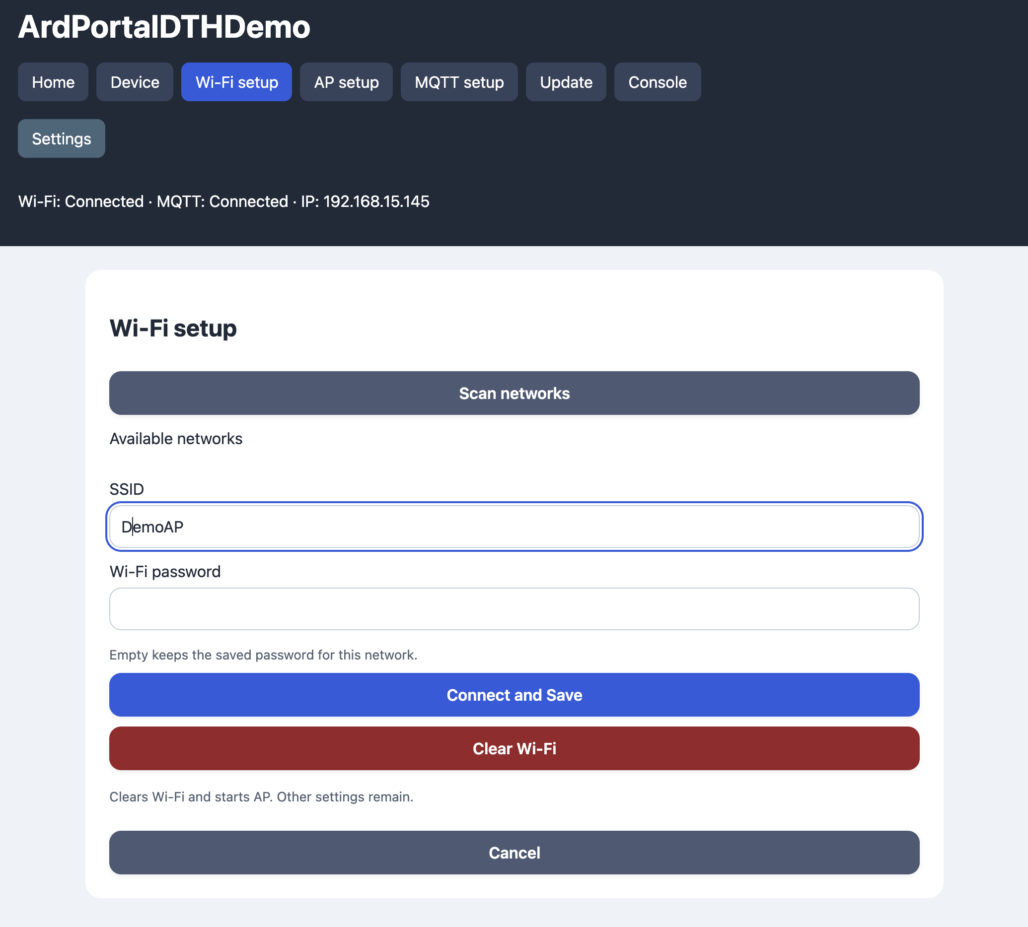 Wi-Fi configuration