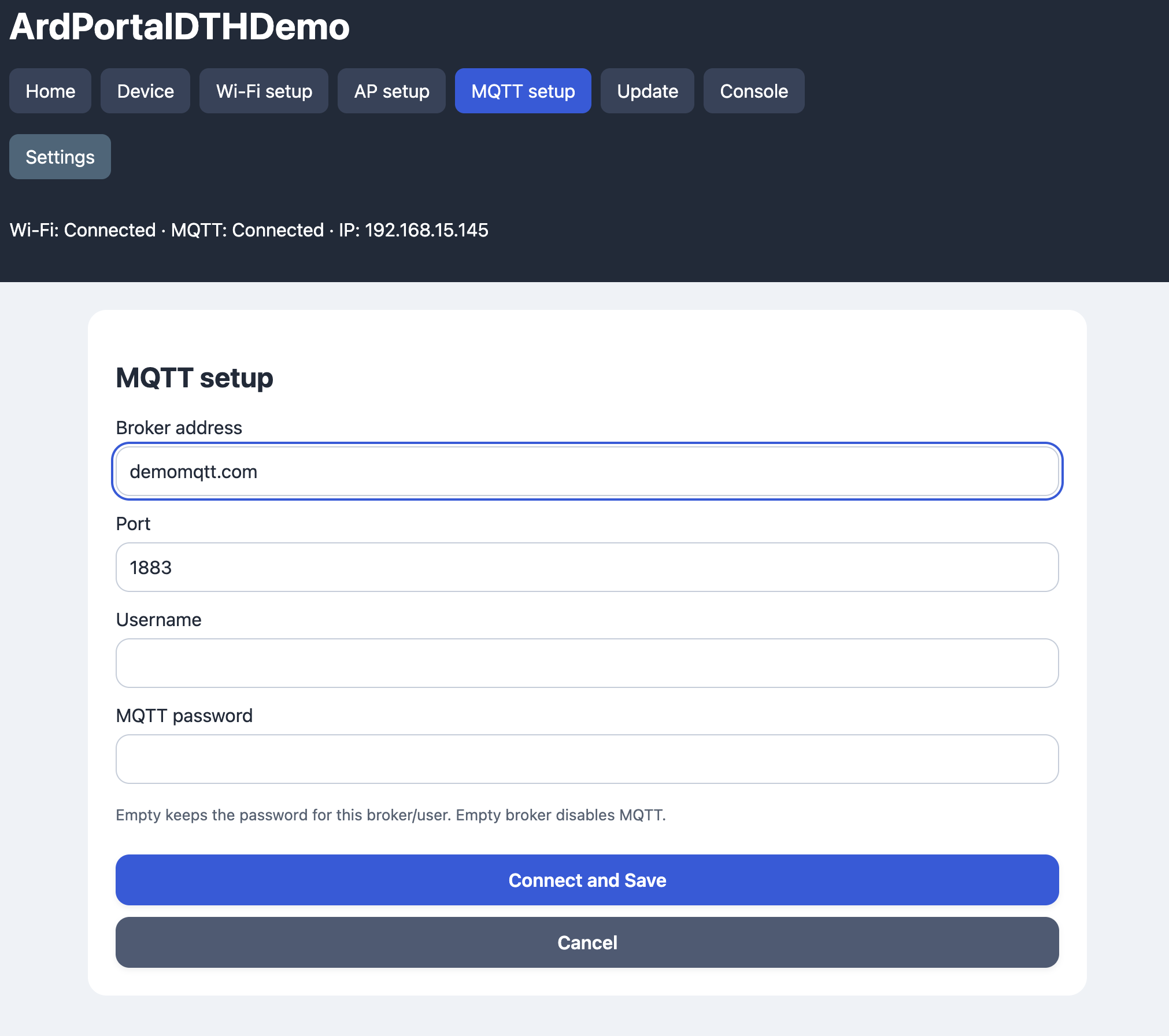 MQTT configuration