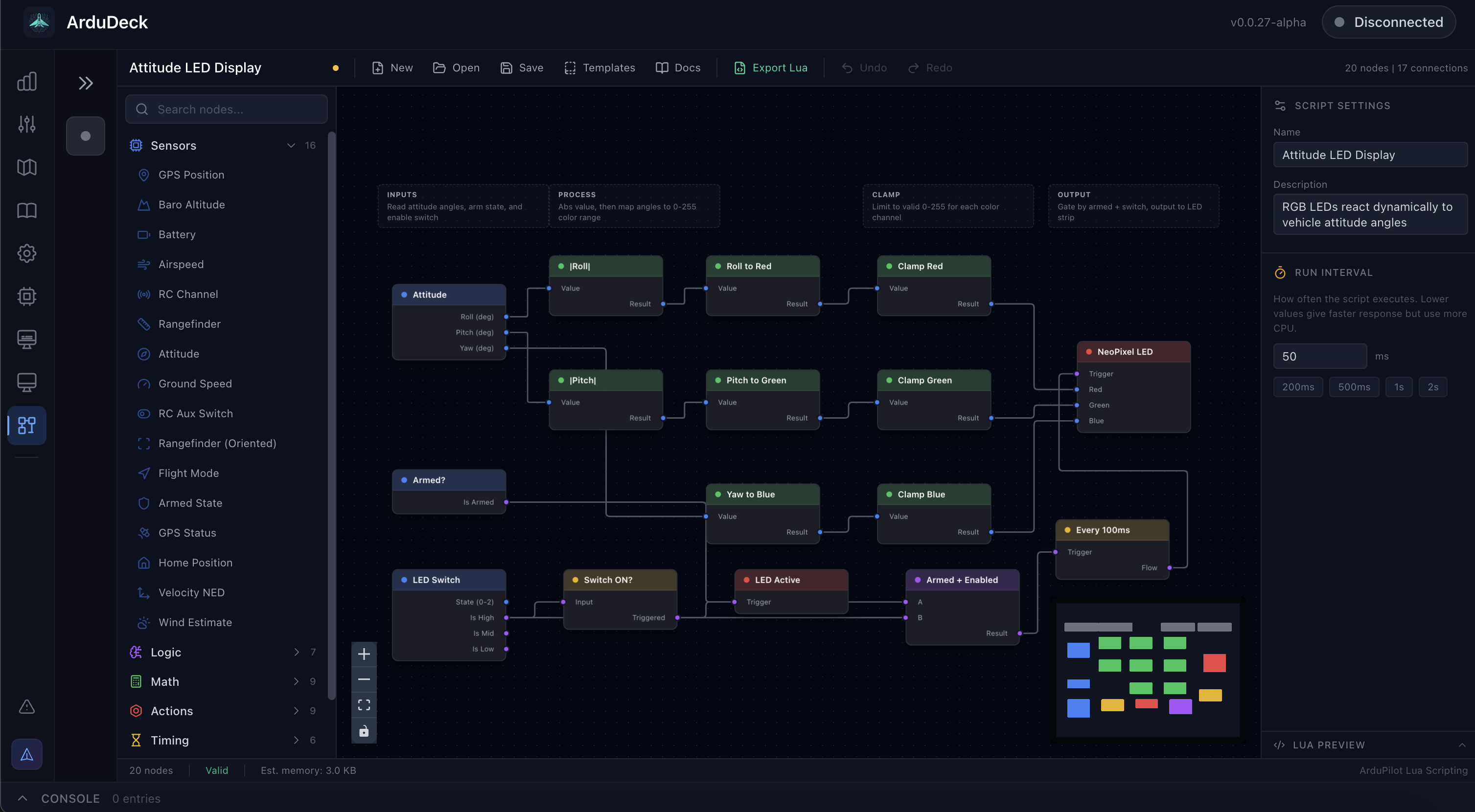 ArduPilot Lua Script Editor - Visual Node-Based Scripting - ArduDeck GCS