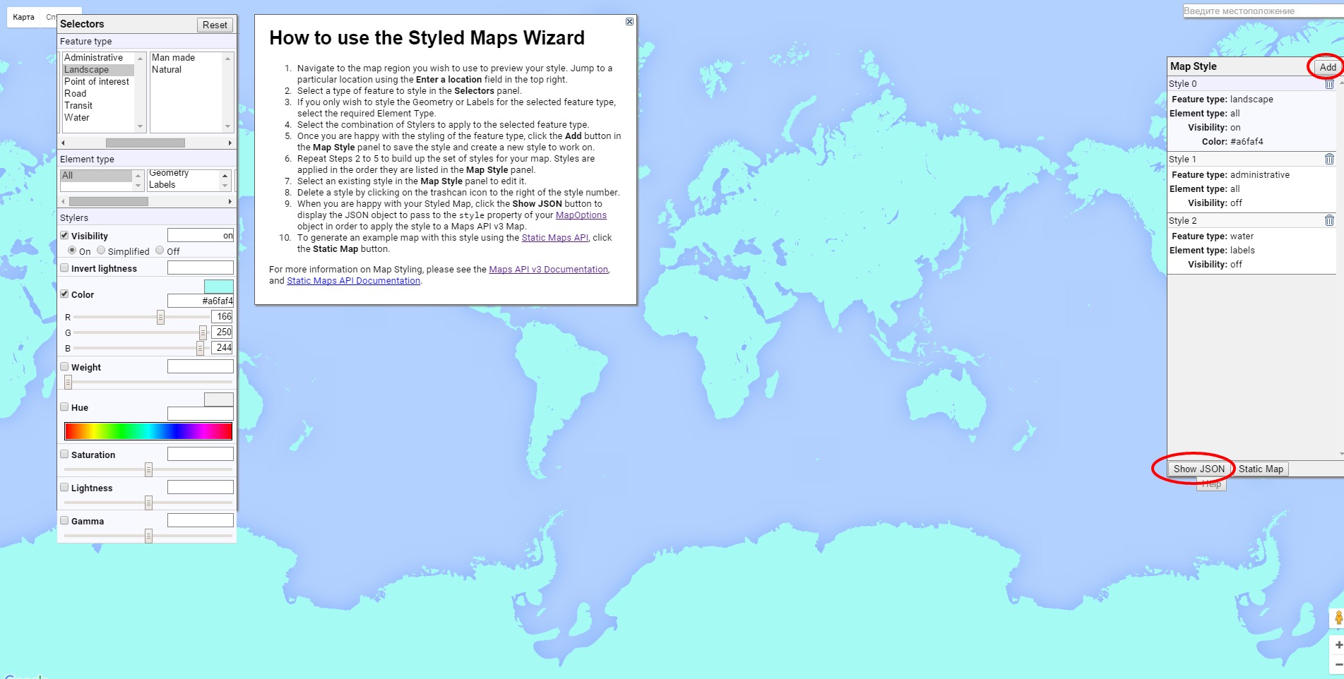 Satellite map example