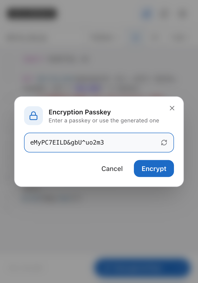 Encryption Prompt screen