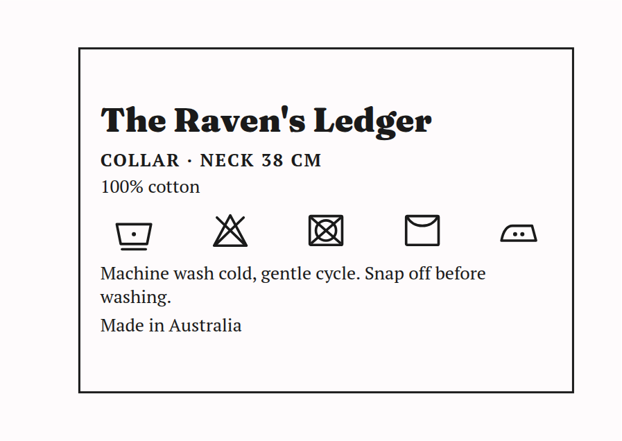 Collar label, neck 38 cm