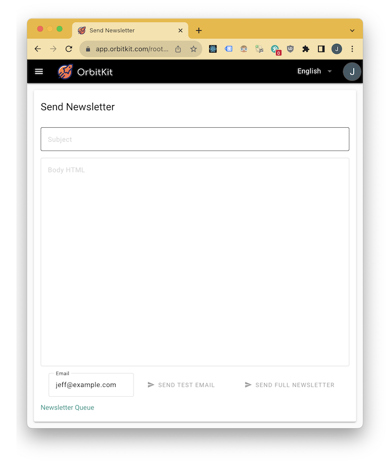 Send newsletter UI