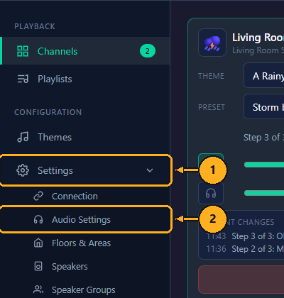 Open Settings, then Audio Settings