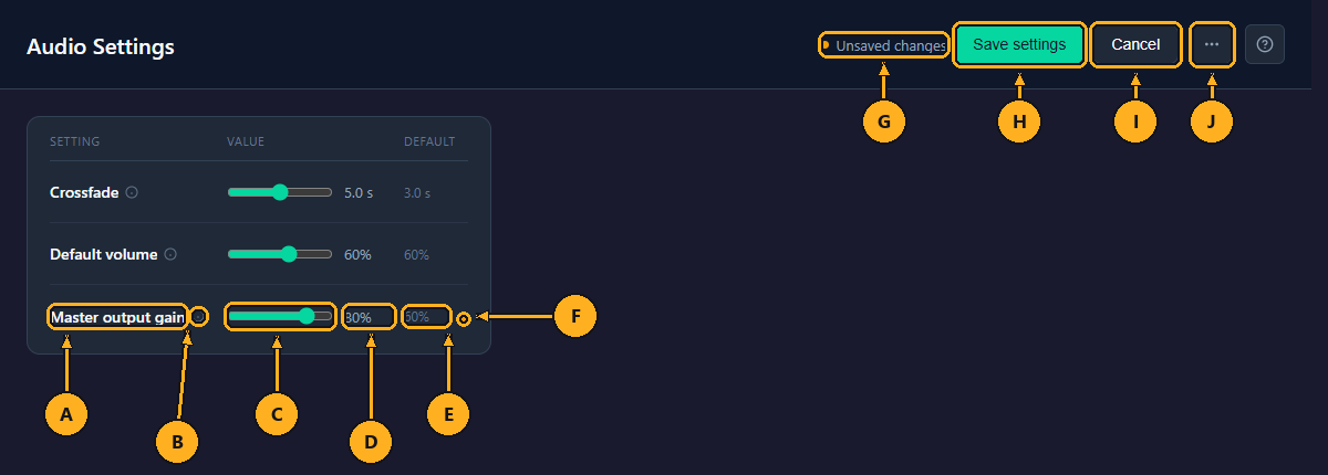 The Audio Settings page