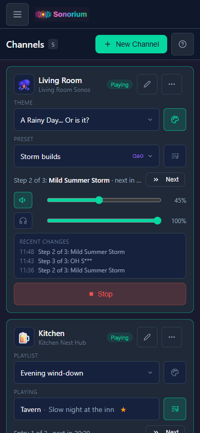 The Channels page on a phone