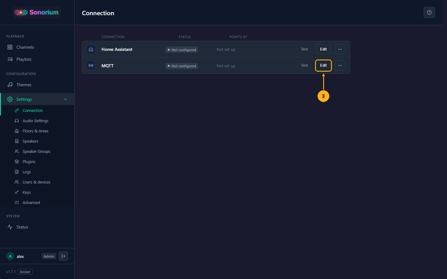 Click Edit on the MQTT row