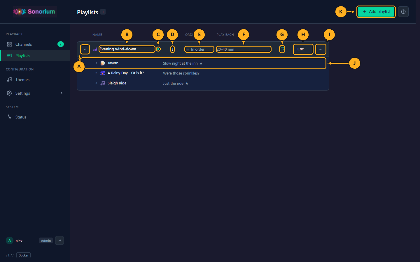 The Playlists page