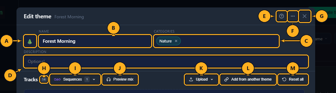 The top of the Theme Editor