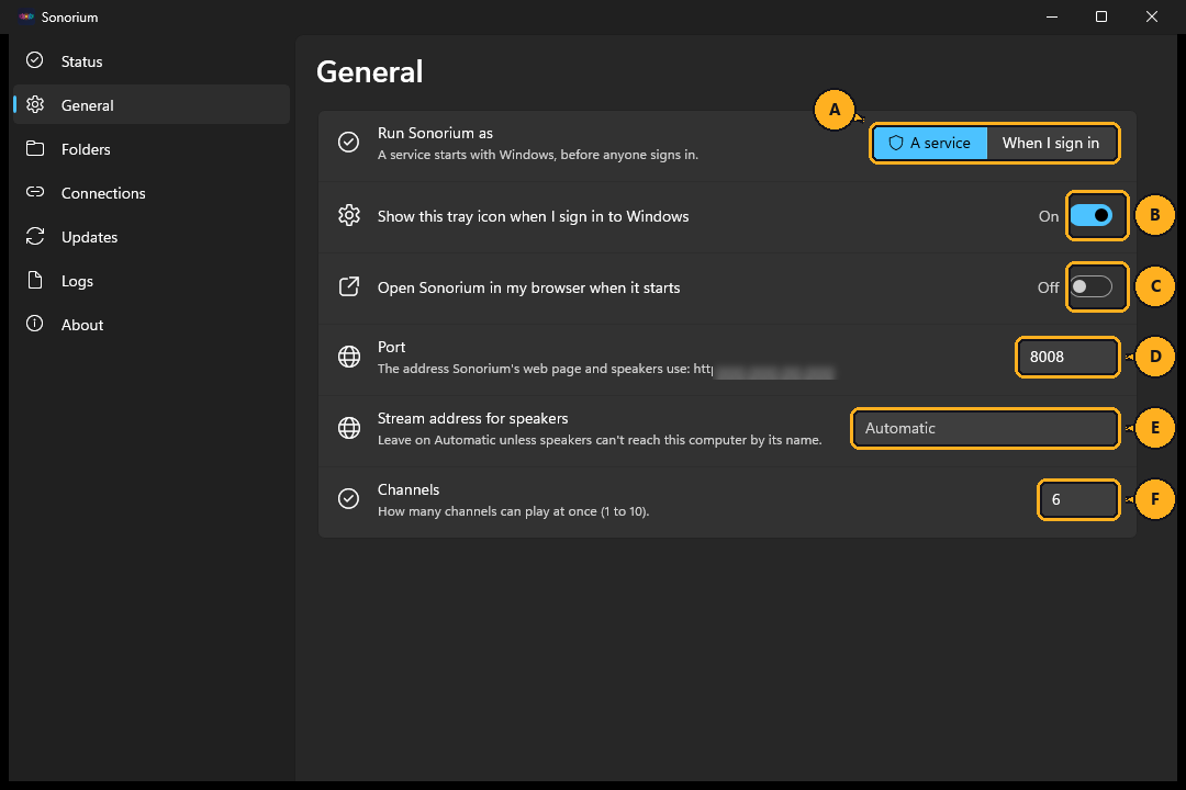 The General page
