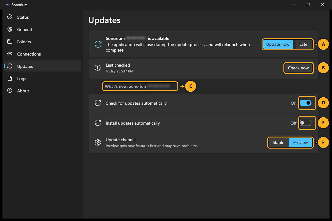 The Updates page