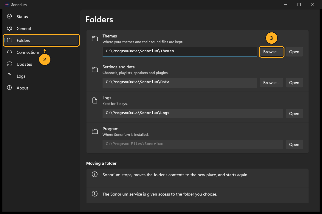 Folders, then Browse
