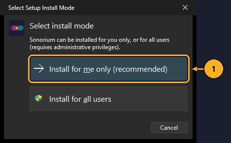 Click Install for me only
