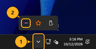 Show the hidden icons, then right-click the Sonorium icon