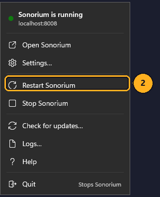 Click Restart Sonorium