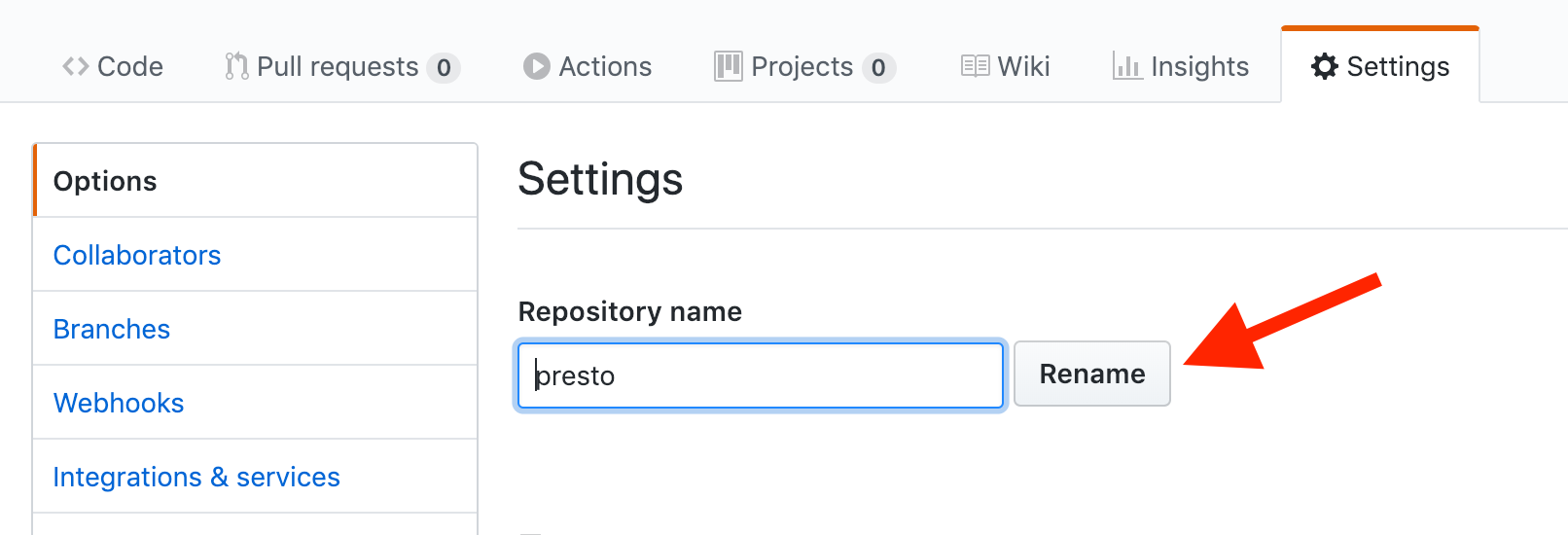 Change Repository Name