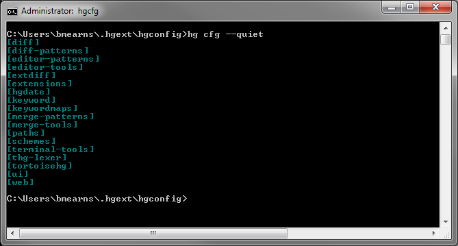 hg cfg --quiet