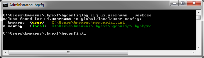 hg cfg ui.username --verbose