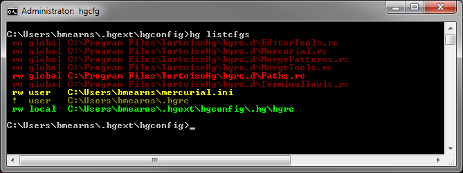 hg listcfgs