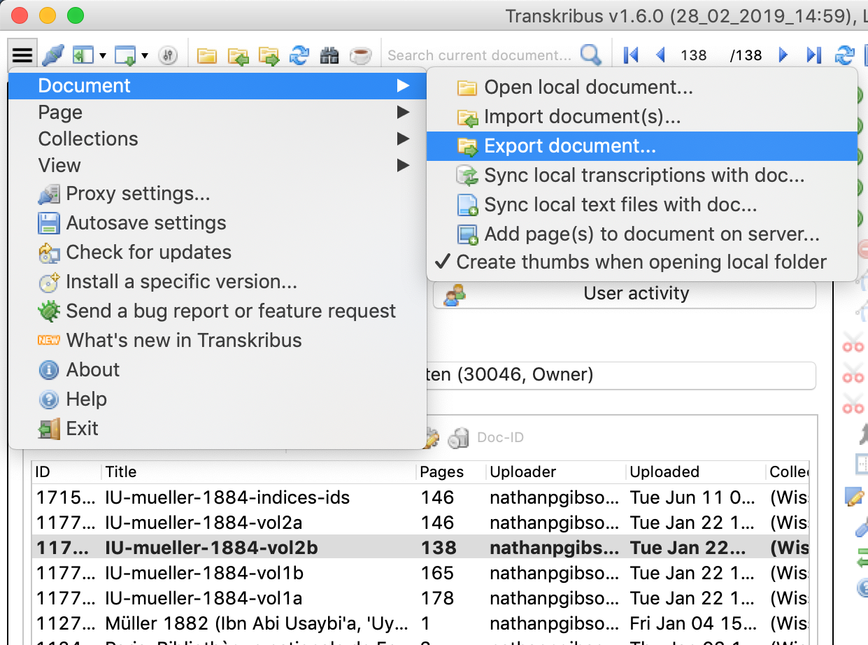 Menu > Document > Export Document ...