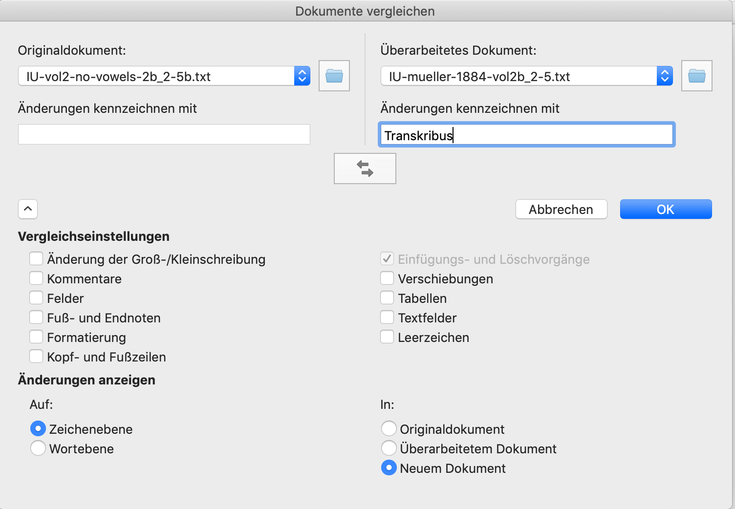 MS Word compare docs