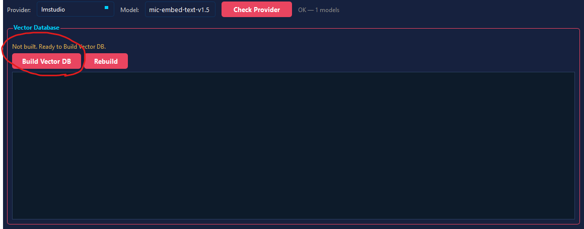 AI Settings Tab — Vector DB Build