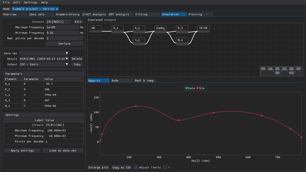 The Simulation tab of a project.