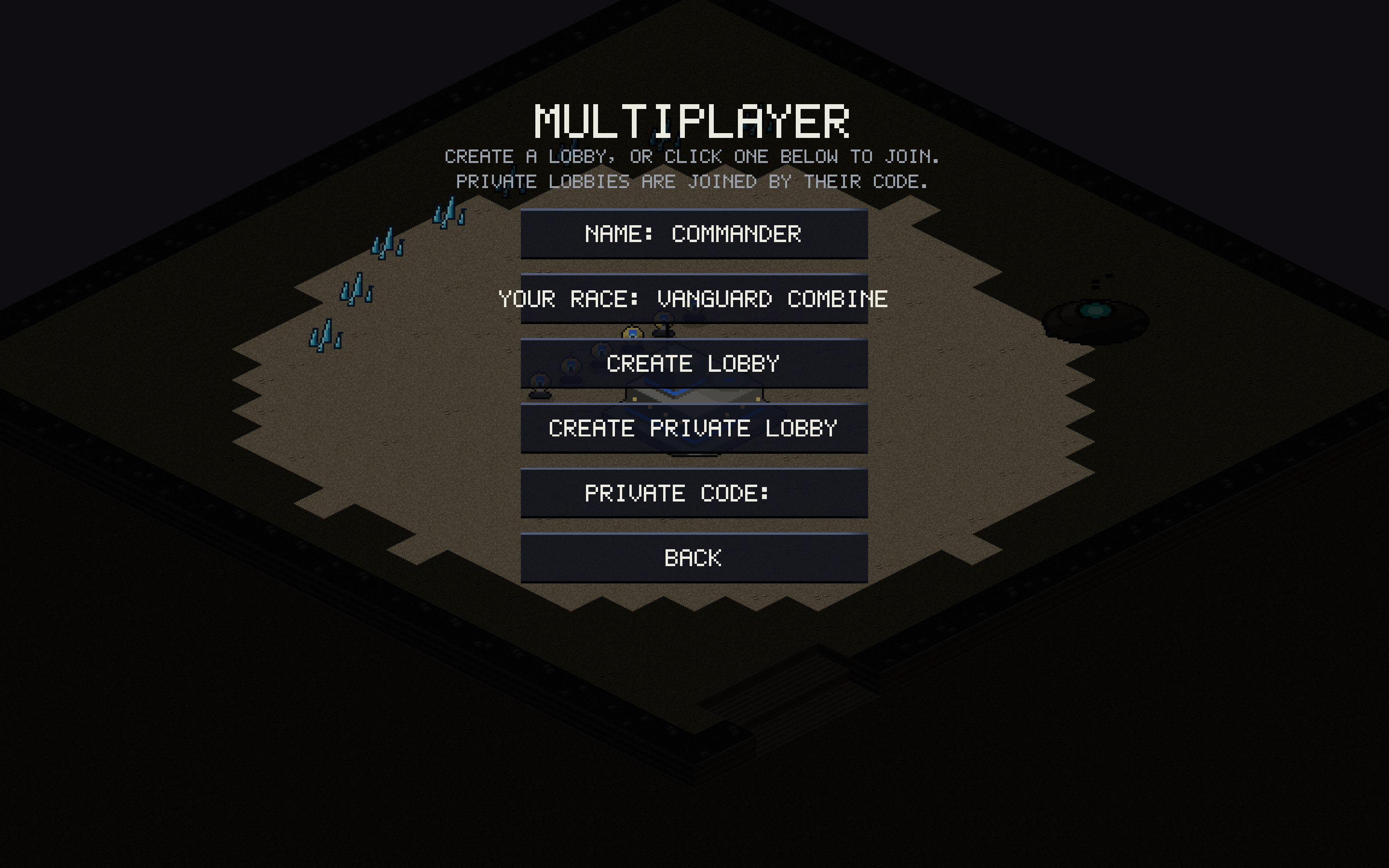 The lobby browser — no IPs anywhere