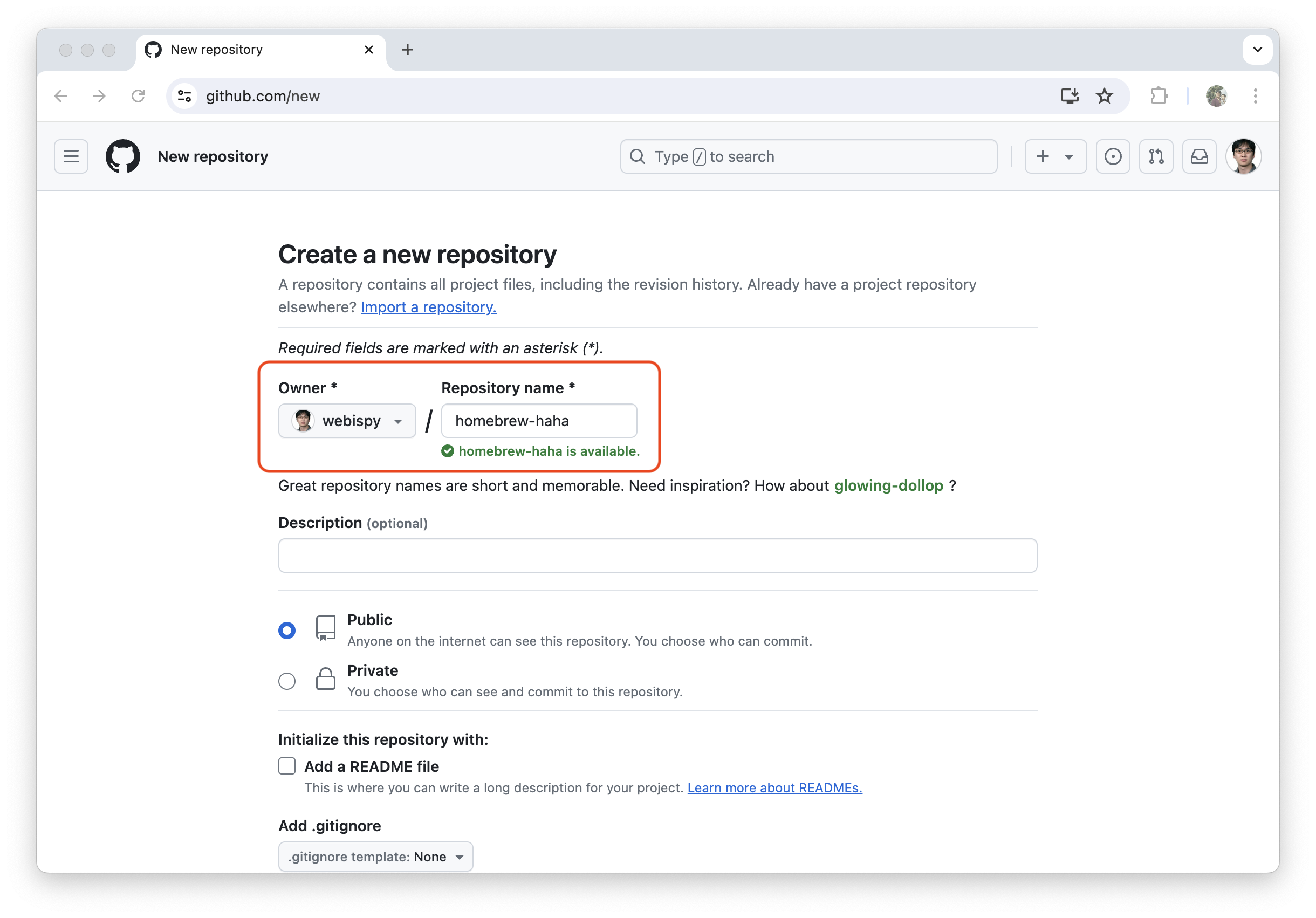 Github - New repository