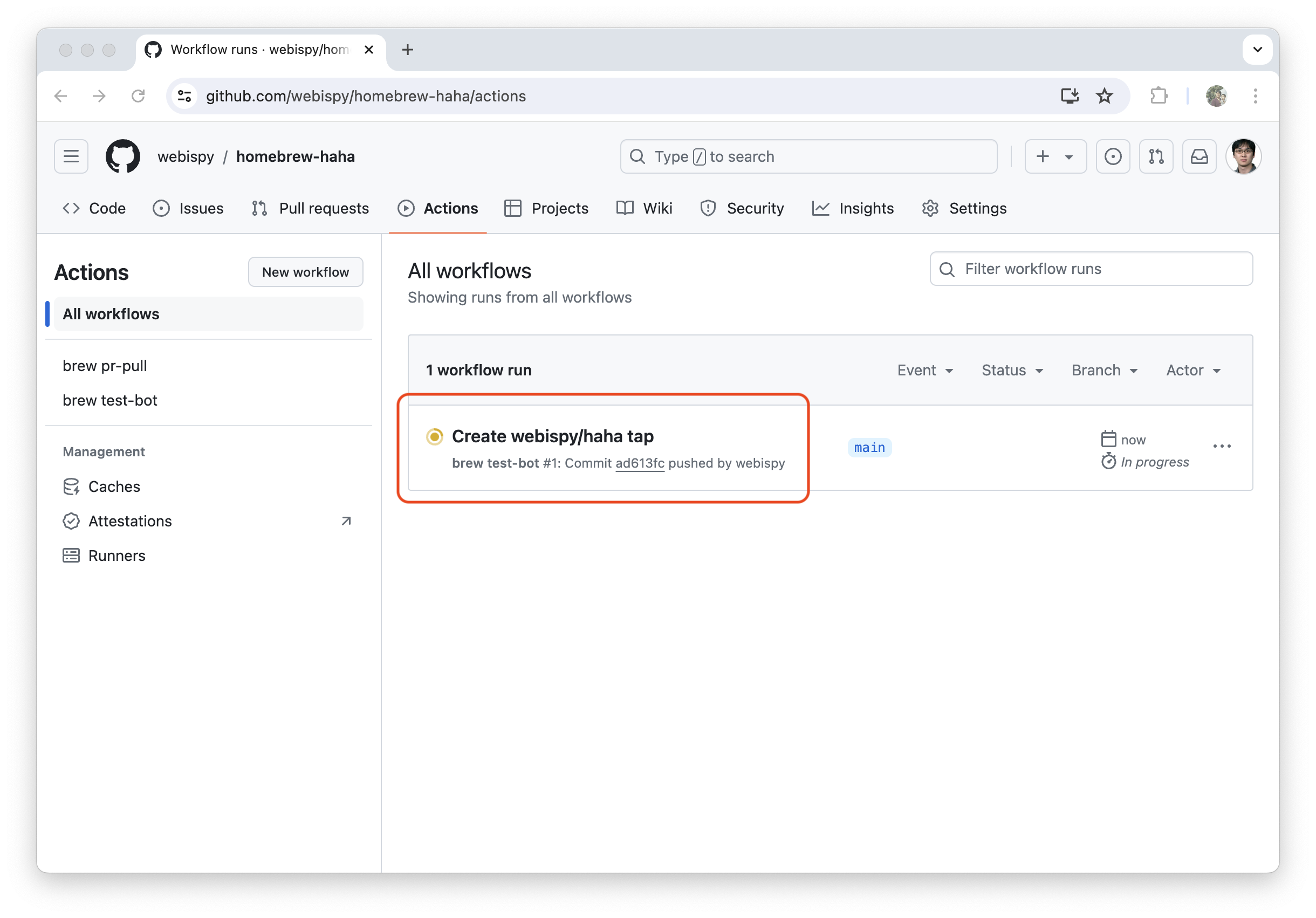Github - Action status