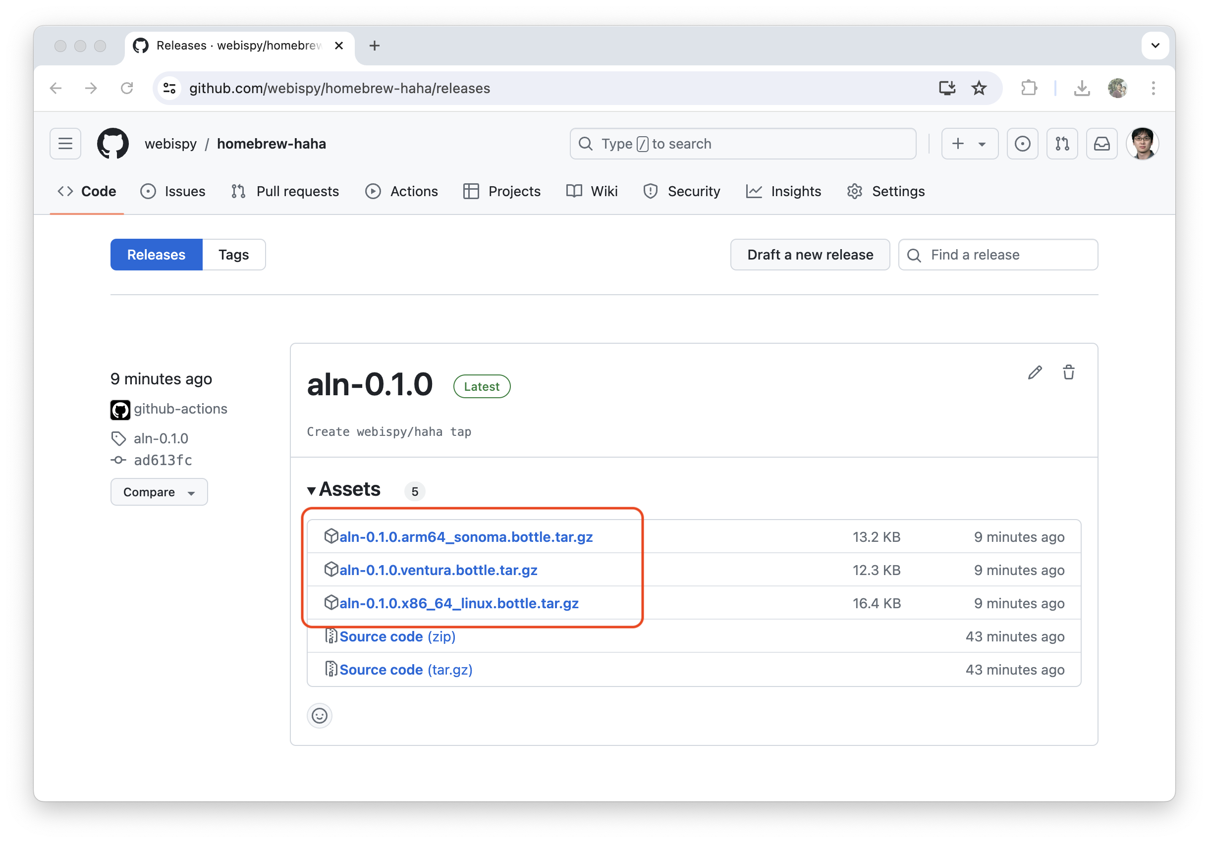 Github - Release assets