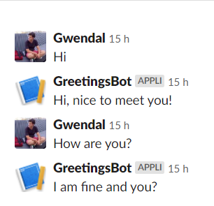 Deployed GreetingsBot on Slack