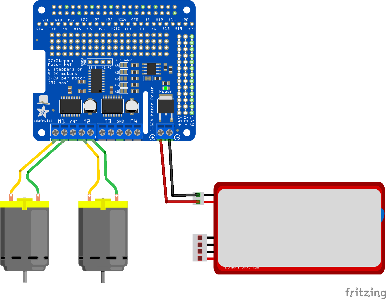 Adafruit Motor HAT Connection diagram