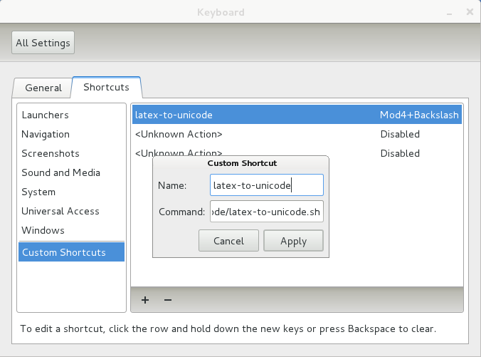 Gnome settings screenshot