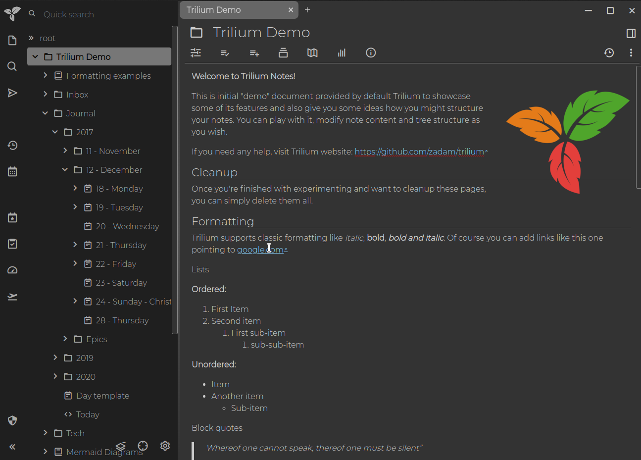 Trilium Notes screenshot