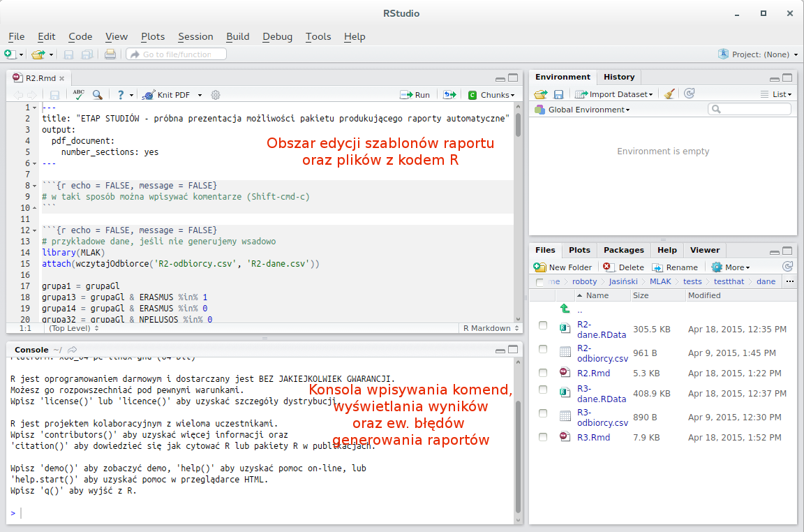 Okno RStudio