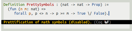 Prettification of math symbols (disabled)